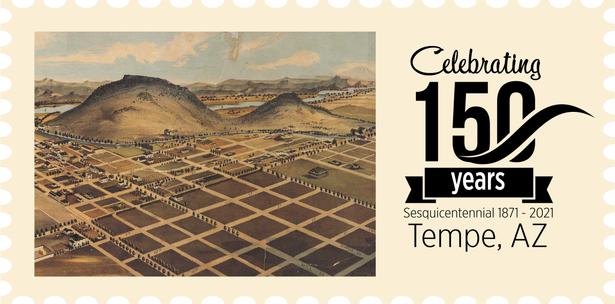 Tempe 150 Year Stamp logo