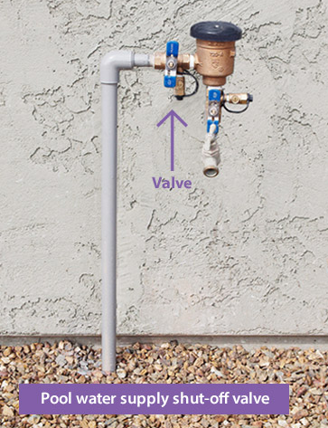 pool water supply shut-off valve