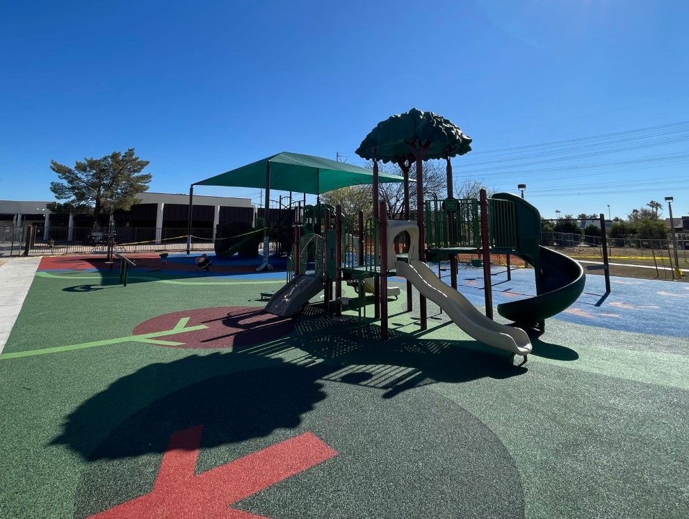 Park Rubberized surfacing and playground 