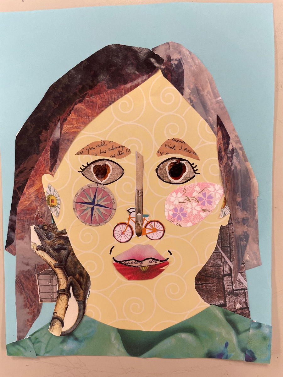 Paper collage of a woman's face