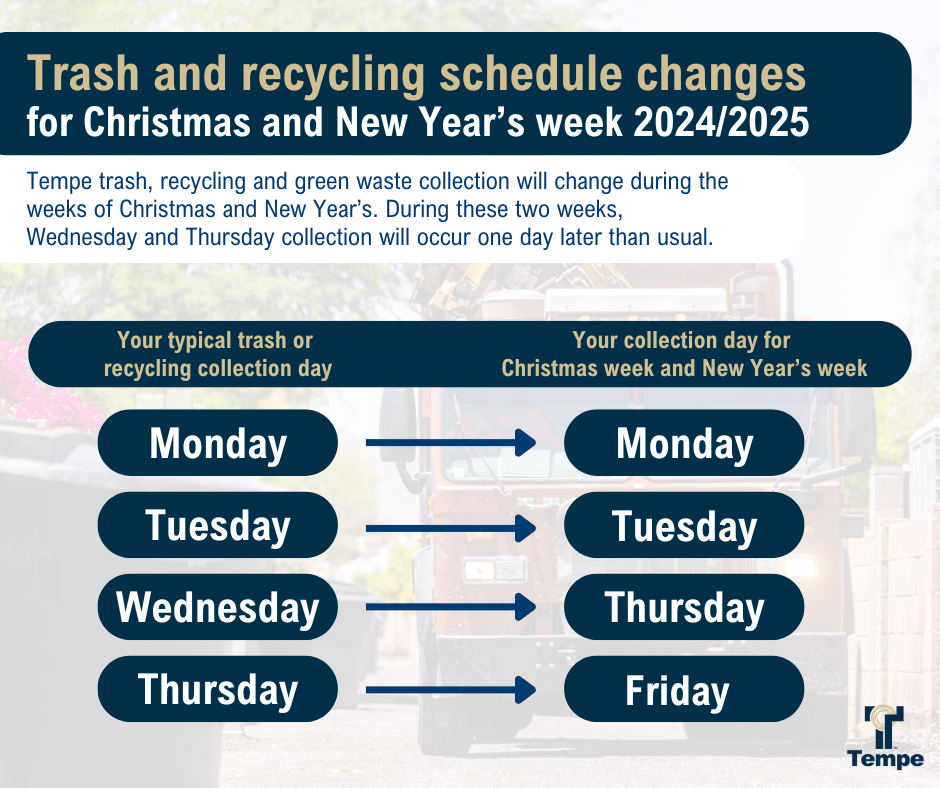 Holiday collection schedule change graphic 2024-25